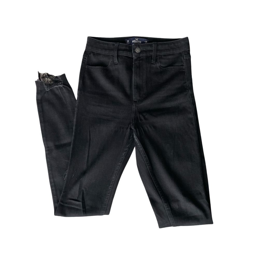 New Hollister Black High Waisted Distressed Jeans Size: 26